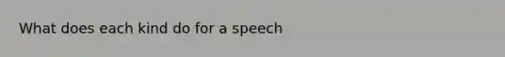 What does each kind do for a speech