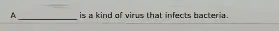 A _______________ is a kind of virus that infects bacteria.