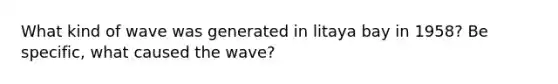 What kind of wave was generated in litaya bay in 1958? Be specific, what caused the wave?