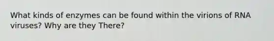 What kinds of enzymes can be found within the virions of RNA viruses? Why are they There?