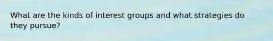 What are the kinds of interest groups and what strategies do they pursue?