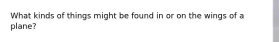 What kinds of things might be found in or on the wings of a plane?