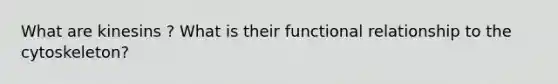 What are kinesins ? What is their functional relationship to the cytoskeleton?