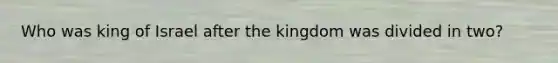 Who was king of Israel after the kingdom was divided in two?