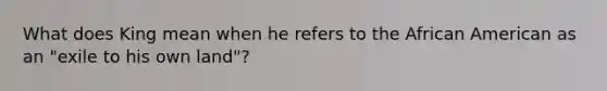 What does King mean when he refers to the African American as an "exile to his own land"?