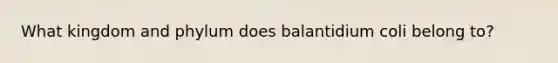 What kingdom and phylum does balantidium coli belong to?