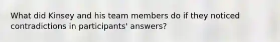 What did Kinsey and his team members do if they noticed contradictions in participants' answers?