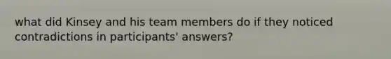 what did Kinsey and his team members do if they noticed contradictions in participants' answers?