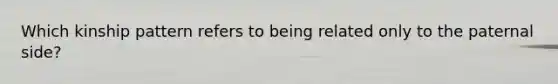 Which kinship pattern refers to being related only to the paternal side?
