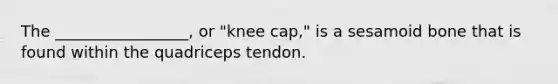 The _________________, or "knee cap," is a sesamoid bone that is found within the quadriceps tendon.