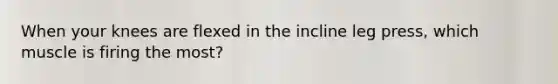 When your knees are flexed in the incline leg press, which muscle is firing the most?