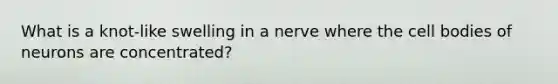 What is a knot-like swelling in a nerve where the cell bodies of neurons are concentrated?