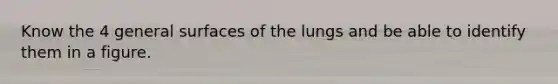 Know the 4 general surfaces of the lungs and be able to identify them in a figure.