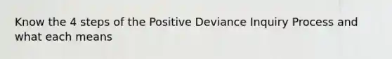 Know the 4 steps of the Positive Deviance Inquiry Process and what each means