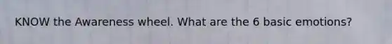 KNOW the Awareness wheel. What are the 6 basic emotions?