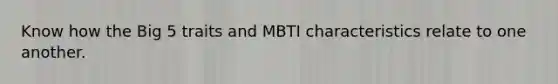 Know how the Big 5 traits and MBTI characteristics relate to one another.