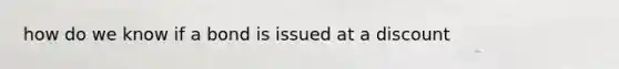 how do we know if a bond is issued at a discount