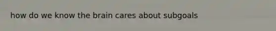 how do we know the brain cares about subgoals