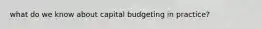 what do we know about capital budgeting in practice?