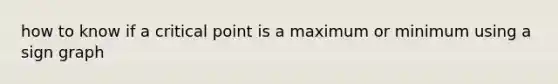 how to know if a critical point is a maximum or minimum using a sign graph