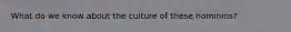 What do we know about the culture of these hominins?