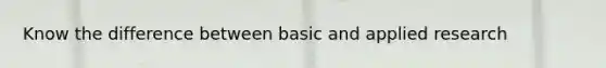 Know the difference between basic and applied research