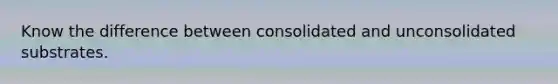 Know the difference between consolidated and unconsolidated substrates.