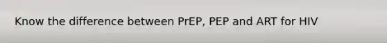 Know the difference between PrEP, PEP and ART for HIV