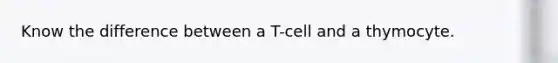 Know the difference between a T-cell and a thymocyte.