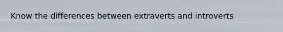 Know the differences between extraverts and introverts