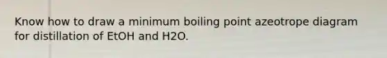 Know how to draw a minimum boiling point azeotrope diagram for distillation of EtOH and H2O.