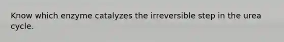 Know which enzyme catalyzes the irreversible step in the urea cycle.