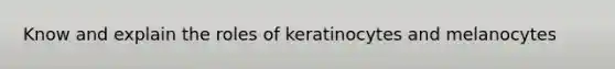 Know and explain the roles of keratinocytes and melanocytes