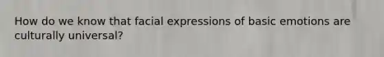 How do we know that facial expressions of basic emotions are culturally universal?