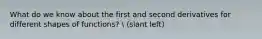 What do we know about the first and second derivatives for different shapes of functions?  (slant left)