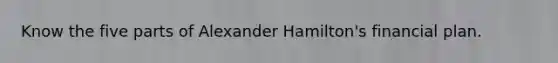 Know the five parts of Alexander Hamilton's financial plan.