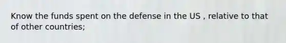 Know the funds spent on the defense in the US , relative to that of other countries;