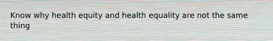 Know why health equity and health equality are not the same thing