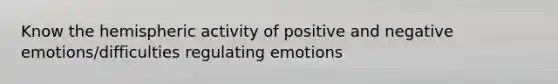 Know the hemispheric activity of positive and negative emotions/difficulties regulating emotions