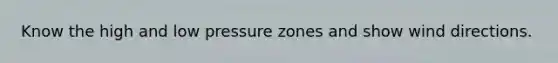 Know the high and low pressure zones and show wind directions.