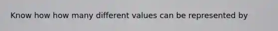 Know how how many different values can be represented by