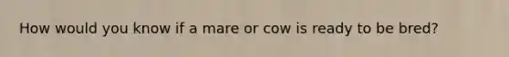 How would you know if a mare or cow is ready to be bred?