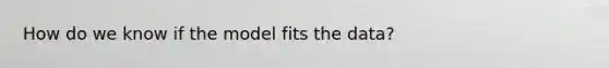 How do we know if the model fits the data?