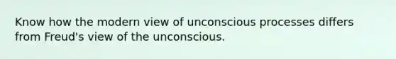 Know how the modern view of unconscious processes differs from Freud's view of the unconscious.