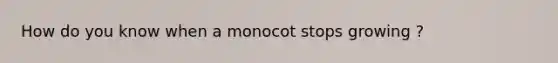 How do you know when a monocot stops growing ?