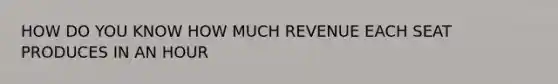 HOW DO YOU KNOW HOW MUCH REVENUE EACH SEAT PRODUCES IN AN HOUR