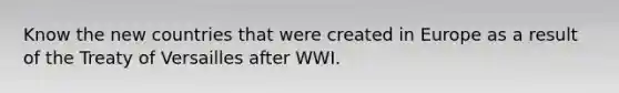 Know the new countries that were created in Europe as a result of the Treaty of Versailles after WWI.