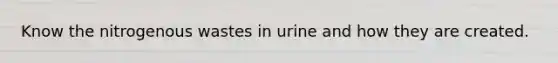 Know the nitrogenous wastes in urine and how they are created.