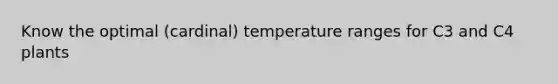 Know the optimal (cardinal) temperature ranges for C3 and C4 plants