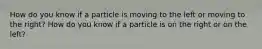 How do you know if a particle is moving to the left or moving to the right? How do you know if a particle is on the right or on the left?